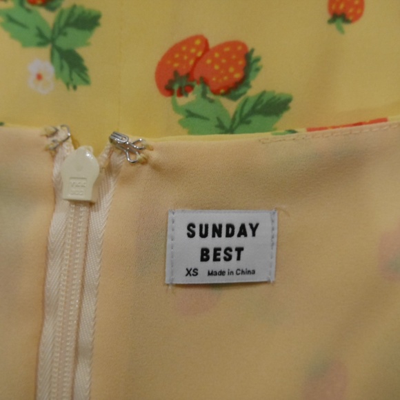 Aritzia Sunday Best Raelyn Mini Yellow Strawberry Dress - Picture 5 of 9